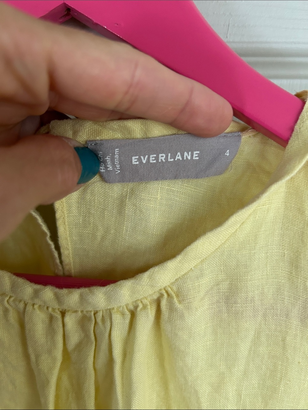 Everlane Pale Yellow Linen Dress size 4 - Picture 3 of 6